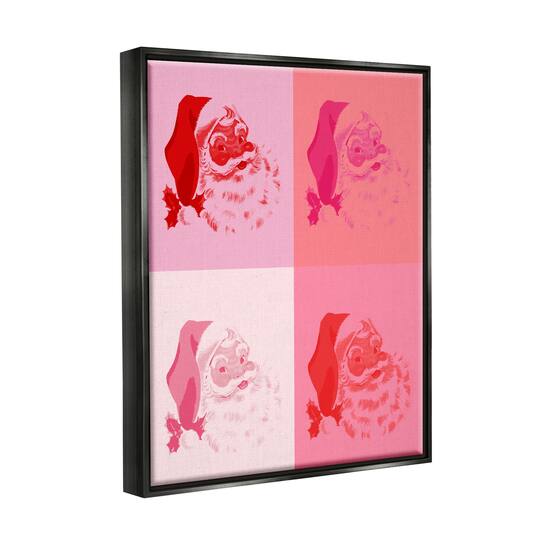 Stupell Industries Pop Style Pink Santa Claus Framed Floater Canvas Wall Art